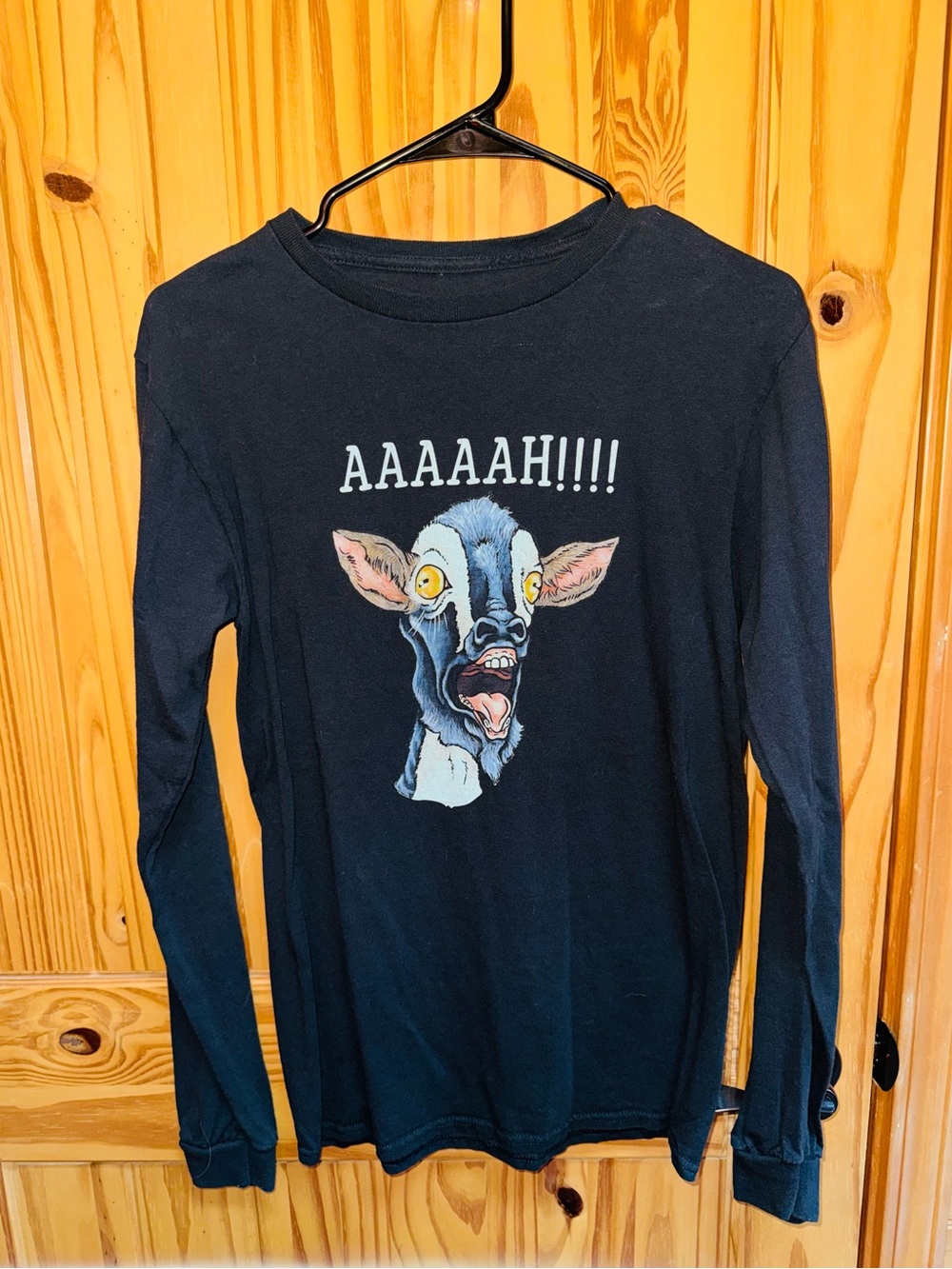Black Graphic 'AAAAAH!!!!' Goat Long Sleeve Tee